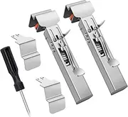 2 Pcs Drawer Front Installation Clamps, Adjustable Drawer Fixing Clamp, Stainless Steel Cabinet Drawer Face Clamps with Phillips screwdriver, for Installing Cabinets