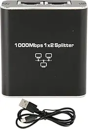 Ethernet Splitter, 1000Mbps 1 in 2 Out RJ45 Port Gigabit Ethernet Splitter, RJ45 Splitter Home Network Hub, Office Ethernet Splitter for PC Laptop Router Desktop or Wall Mount