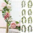 DIY Artificial Rose Flower Vine Butterfly Ornament Plant Wall Gift