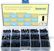 235Pcs Black Round Spacer OD 7mm ID 3.2mm for M3 Screws 15Sizes ABS Non-Threaded Column Standoff Support Spacer Round Straight Tube Plastic Washer Standoff