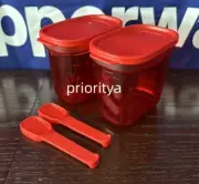 Tupperware Dry Storage Ingredients Containers Measuring Spoon Set of 2 Red New