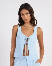 [Mooloola] Mooloola Women's Tia Reno Tie Top in Light Blue Size 10 10 Light Blue