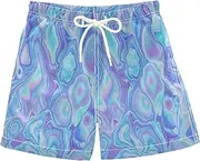 [RPLIFE] Boys Beach Shorts, Anti-Chafe Swim Trunks Boys 2 T, Swirling Marble Blue