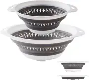 Collapsible Silicone Colander and Strainer Set, 1.3L & 2.5L, White, 2 Pieces