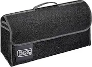 Black+Decker Car Boot Organiser - Boot Bag - 55 x 15 x 23 cm - 1 Large Compartment and 2 Inserts - Shopping and Car Accessories - with Velcro Fastener - Black