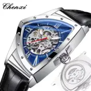 CHENXI Men Automatic Watch Triangle Mechanical Boy Watch Leather Male Wristwatch