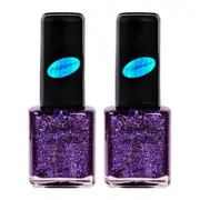 2x BYS Glitterazzi Voodoo Violet Nail Polish Lacquer Glitter Quick Dry Purple