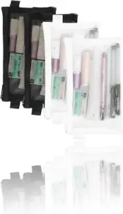 Clear Mesh Zipper Pencil Case Set - 4 Piece Exam Stationery Organizer