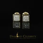 925 Yellow Silver Screw Back 0.18ct Cubic Zirconia Square Women Stud Earrings