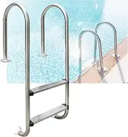 2 Steps Pool Ladder,in Ground Stainless Steel Steps,with Handrail,Easy Assembly for Open Air Bath Water Park(2-steps1.0mm)