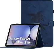 Oduio Case for Samsung Galaxy Tab S9 Plus 2023 / S9+ / S9 FE Plus 12.4 Inch Premium PU Leather Multi-Angle Folio Protective Case with Card Slot and Auto Sleep/Wake Function, Navy Blue