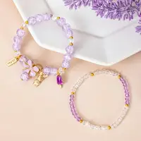 在飛比找樂天市場購物網優惠-粉紫花園 雙鍊水晶手鍊