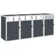 Quadruple Garbage Bin Shed Anthracite Steel