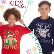 Girls Boys Christmas Sweatshirt Pullover 100% Cotton Kids Xmas Jumper 7-13 Years