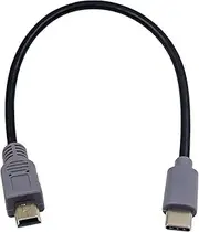 Type C (USB C) Male to Mini USB 5-Pin Male On-the-go Data Convertor Adapter OTG Cable for Macbook, iMac Pro, Chromebook Pixel(Grey & Black ) (10 inch /25 cm)