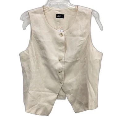 NEW Dotti Holly Textured Button Up Cream Vest Top Ladies Size AU 16