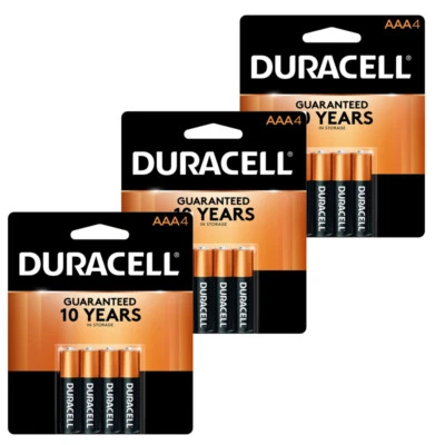 12 Count Duracell AAA Copppertop Alkaline Batteries FRESH