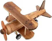 QUMIIRITY Wooden Vintage Airplane Small Wooden Airplane Toy Wood Plane Model Biplane Ornament for Kids Room Home Tabletop Nursery Decor