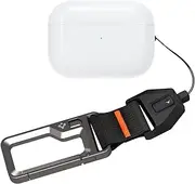 SPIGEN Lanyard Carabiner Clip for AirPods Pro 2, ID Badge Holder, O-Ring Cutout for Keychains, Quick Release Button Disconnects Easy Attachment Durable Strap Accessory - Black