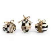 MACKENZIE CHILDS Woodland Eggs Courtly Check Set of 3 Decorative Accent NEW