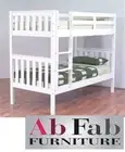 JESTER SINGLE BUNK BED HARDWOOD TIMBER IN WHITE LARGE 90CM HEAD SPACE