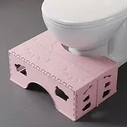 Foldable Toilet Stool Squat Adult, 7 Inch Collapsible Poop Stool for Adults, Portable Squatting Potty Toilet Step, Bathroom Stool for Kids & Travel, Non-Slip Design, Pink