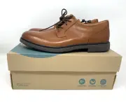 Clarks Un Tailor Tie Men 8 Leather Oxford Shoe Brown Plain Toe Formal Lace Up