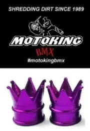 MOTOKING BMX CROWN VALVE CAPS ANODIZED PURPLE ( PAIR) FITS GT,SE,READLINE,HARO