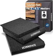UCINNOVATE Studio Monitors Acoustic Foam Stands, Audiophile 2 Pack Speaker Stand Sound Foam, High Density Studio Monitor Isolation Pads for for 3-4.5 inch Speakers, Bookshelf, Home Theater