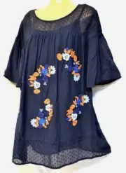 TS TAKING SHAPE plus size S / 16 Folkloric Top + inbuilt cami flowy boho NWT!