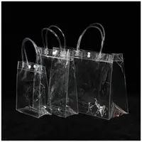 在飛比找樂天市場購物網優惠-透明手提袋PVC袋手拎塑料防水伴手禮包裝袋定製lo