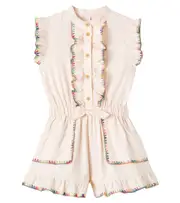 [Zimmermann Kids] Zimmermann Kids Lucky embroidered cotton playsuit Y 10 beige