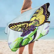 Black and Yellow the Bouquet Dragon Microfiber Beach Towel