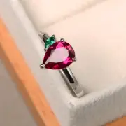 Ruby ring, lab created gemstone, emerald ring, 925 Sterling silver ring