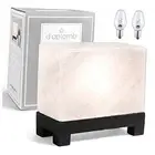 100% Authentic Natural Himalayan Salt Lamp; Hand-Carved Modern Rectangle White