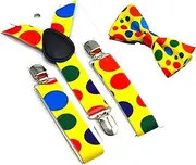 [Baoblaze] Braces Set with Bow Tie, Dot Braces for Boys and Girls, Y-shaped Braces, Elastic and Adjustable, 3 Clips, Small Braces, Colourful Patterns for Trousers, Skirts, Tutu Shorts, multicoloured,