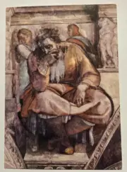 Vintage Unused Postcard Vatican City The Sistine Chapel Prophet Jeremiah 021