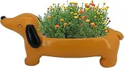 Small Succulent Pots – Cartoon Animal Planter For Indoor Plants | Dachshund Flower Pot For Home Decor | Resin Dog Pot For Tabletop Garden Setup | Cute Plant Container For Café Display, Succulent Dog P
