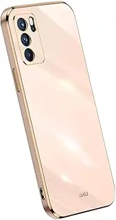 [Topme] Silicone Case for Oppo A16 / Oppo A16s / Oppo A54s, [Gold Edge Style Phone Case] - Pink