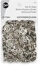 Dritz Sew On Snaps Nickel 48 Sets Fasteners, Size 4, 48ct