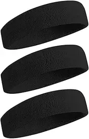 BEACE Sweatbands Sports Headband/Wristband for Men & Women - 3PCS / 6PCS Moisture Wicking Athletic Cotton Terry Cloth Sweatband for Tennis, Basketball, Running, Gym, Working Out
