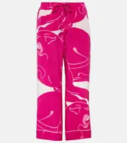 [Valentino] Valentino Panther crêpe de chine pants AU 6 pink