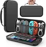 MoKo Carrying Case for Nintendo Switch 2, Protective Hard Shell Portable Travel Carry Case Pouch holds 10 Cartridges with Pockets for Switch 2 Accessories and Games, Black