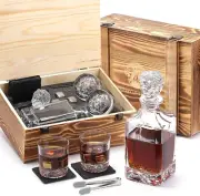 Whiskey Decanter Set with Wooden Crate, Lion Whiskey Decanter 25.4 Oz and 2