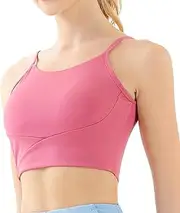 [ThreeH] Sports Bras for Women Medium Impact Wirefree Workout Tank Top with Built in Bra Padded