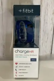 NEW Fitbit Charge HR Heart Rate Activity Wristband Tracker Blue Small SEALED