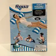 Aqua Inflatable Monterey 4-In-1 Hammock Pool Float, Blue & White Multi Stripe