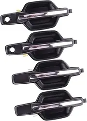 1 Set Front Rear Left Right Exterior Outside Door Handle Compatible for Mitsubishi Pajero Montero 2000-2002 2003 2004 2005 2006 Plastic