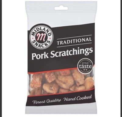 MS Midland Snacks Traditional Pork Scratching 70g x 12 Packs - Great Taste
