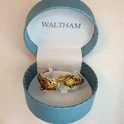 Waltham Enamel Double Tiger Hinged Bangle Quartz Watch - Size 6.5 NEW